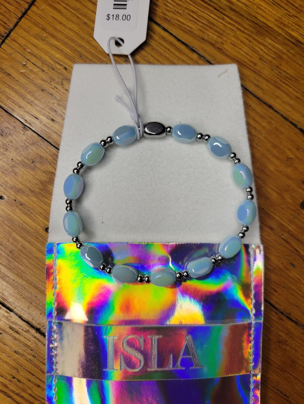 ISLA Blue Beaded Stretch Bracelet Waterproof